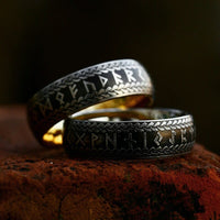 Viking Ring \"Midgard Ring Braided with Runes Viking Ring \"Midgard Ring Braided with Runes