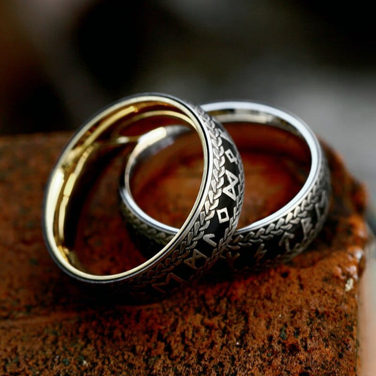 Viking Ring \"Midgard Ring Braided with Runes Viking Ring \"Midgard Ring Braided with Runes