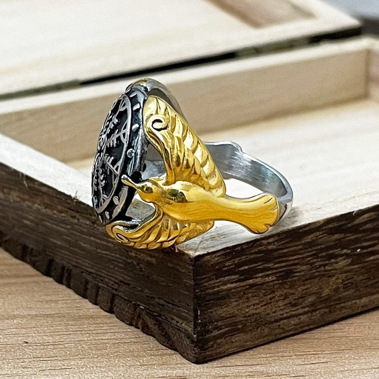 Viking ring - Vegvisir Guardian Ravens Viking ring - Vegvisir Guardian Ravens