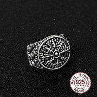 925 Sterling Silver Viking Ring - Vegvisir Leafing 925 Sterling Silver Viking Ring - Vegvisir Leafing