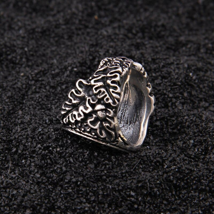 925 Sterling Silver Viking Ring - Vegvisir Leafing 925 Sterling Silver Viking Ring - Vegvisir Leafing
