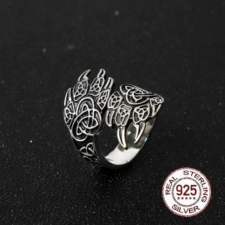925 Sterling Silver Viking Ring - Les Pattes de l'Ours 925 Sterling Silver Viking Ring - Les Pattes de l'Ours
