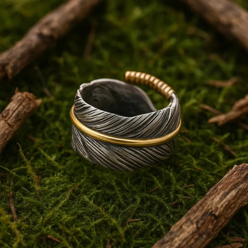 Bague symbolique Bague viking - Les Ailes de Huginn et Muninn - Odins Hall