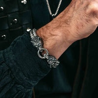 Viking Bracelet Fenrir Head - Stainless Steel Viking Bracelet Fenrir Head - Stainless Steel