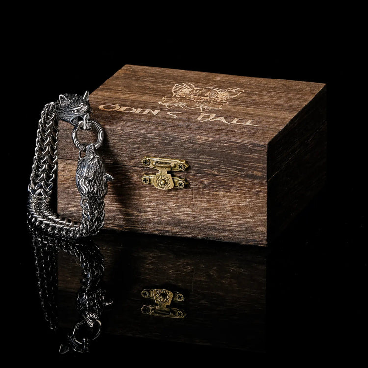 Viking Bracelet Fenrir Head - Stainless Steel Viking Bracelet Fenrir Head - Stainless Steel
