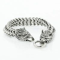Viking Bracelet Fenrir Head - Stainless Steel Viking Bracelet Fenrir Head - Stainless Steel