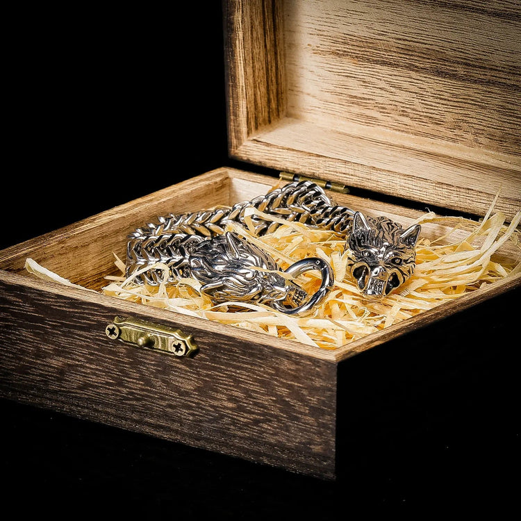 Viking Bracelet Fenrir Head - Stainless Steel Viking Bracelet Fenrir Head - Stainless Steel