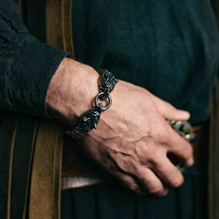 Viking Bracelet Fenrir Head - Stainless Steel Viking Bracelet Fenrir Head - Stainless Steel