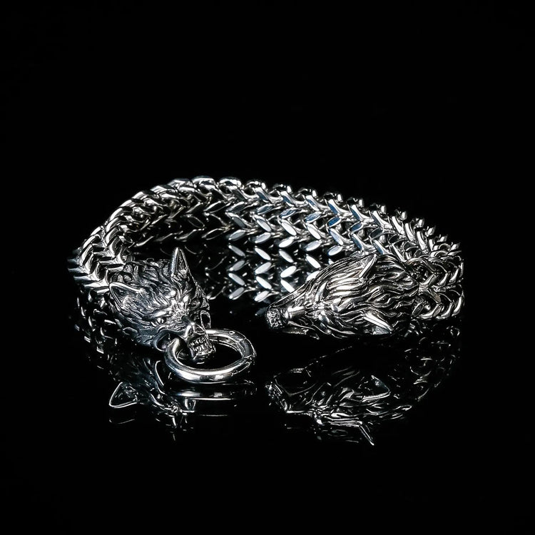 Viking Bracelet Fenrir Head - Stainless Steel Viking Bracelet Fenrir Head - Stainless Steel