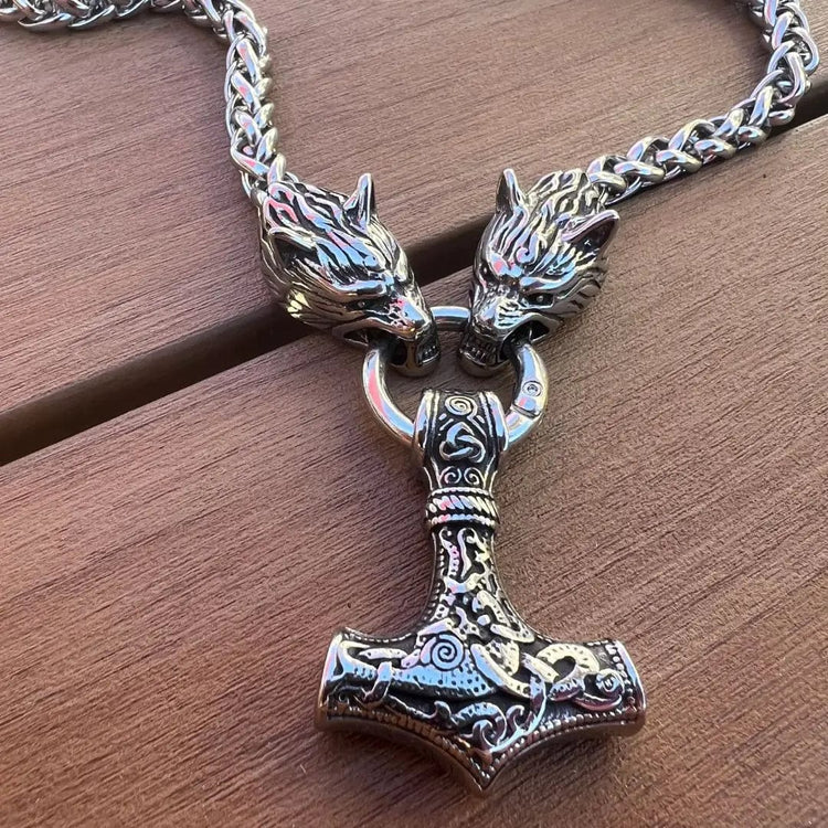 Mjolnir Necklace - Wolf Protection Mjolnir Necklace - Wolf Protection