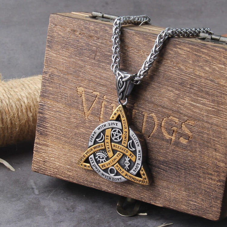 Viking Necklace \"Triquetra Commandments Necklace Viking Necklace \"Triquetra Commandments Necklace