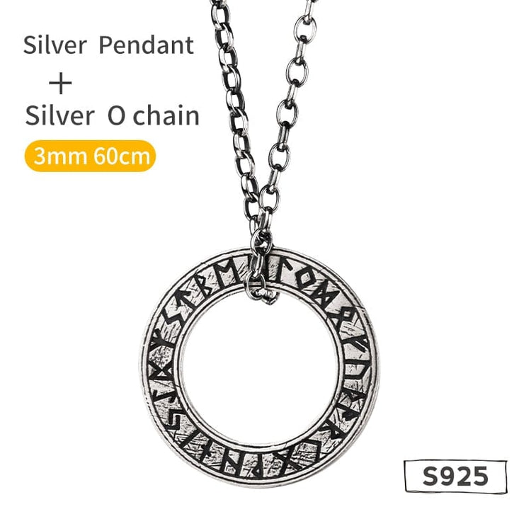 925 Sterling Silver Viking Necklace - Runic Circle 925 Sterling Silver Viking Necklace - Runic Circle