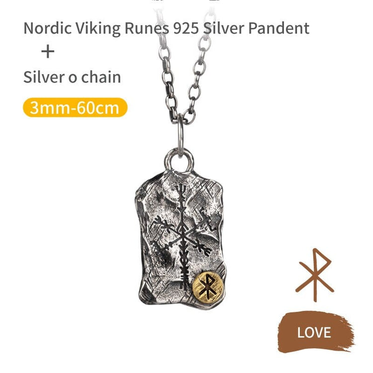 925 Sterling Silver Viking Necklace - Runic Stele 925 Sterling Silver Viking Necklace - Runic Stele