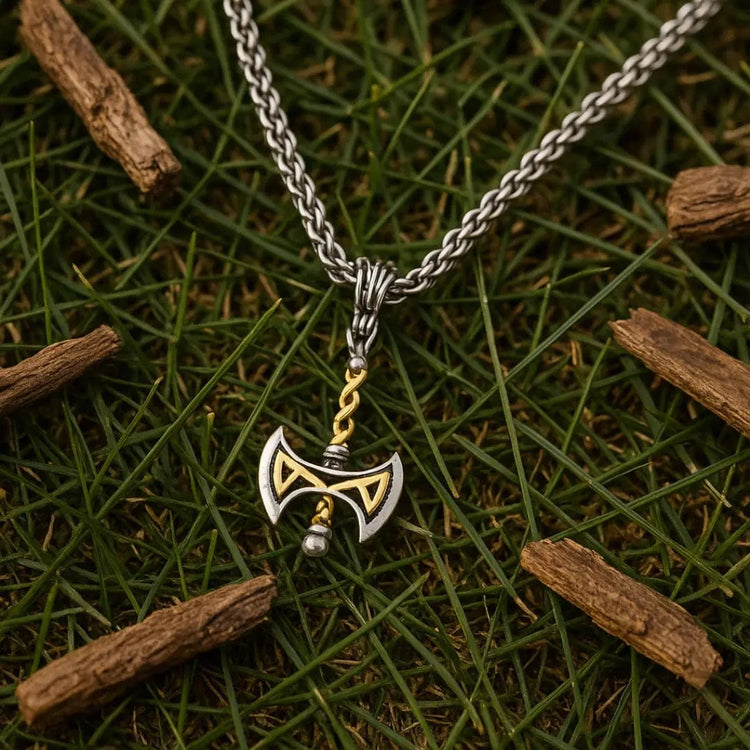 Viking necklace - Golden Viking axe Viking necklace - Golden Viking axe