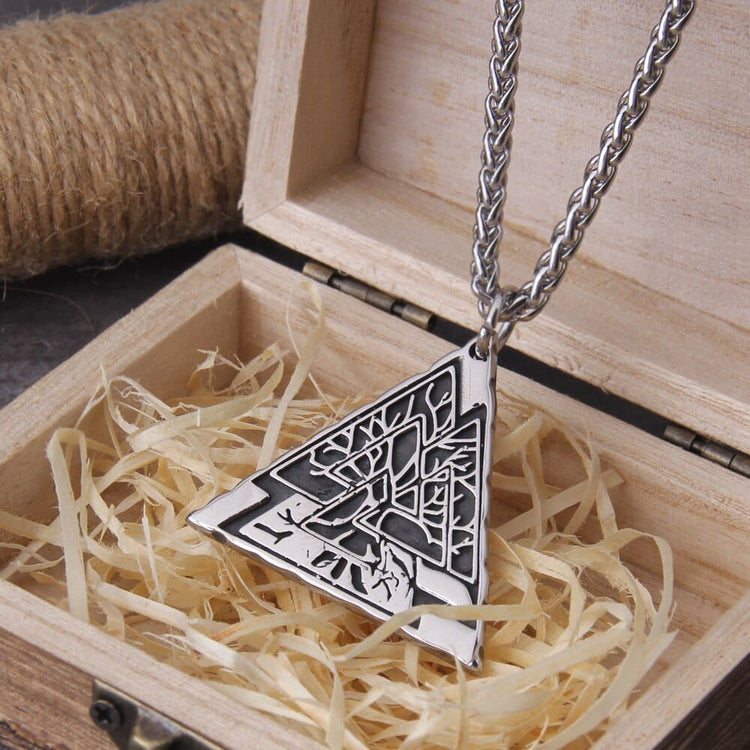 Viking Necklace \"Link of Worlds: Yggdrasil Valknut Pendant Viking Necklace \"Link of Worlds: Yggdrasil Valknut Pendant