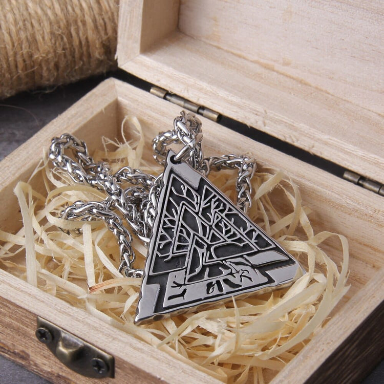 Viking Necklace \"Link of Worlds: Yggdrasil Valknut Pendant Viking Necklace \"Link of Worlds: Yggdrasil Valknut Pendant