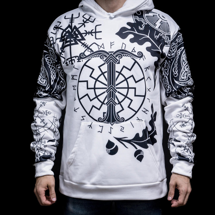 Viking Hoodie \"Runic and Vegvisir Enigma Hoodie Viking Hoodie \"Runic and Vegvisir Enigma Hoodie