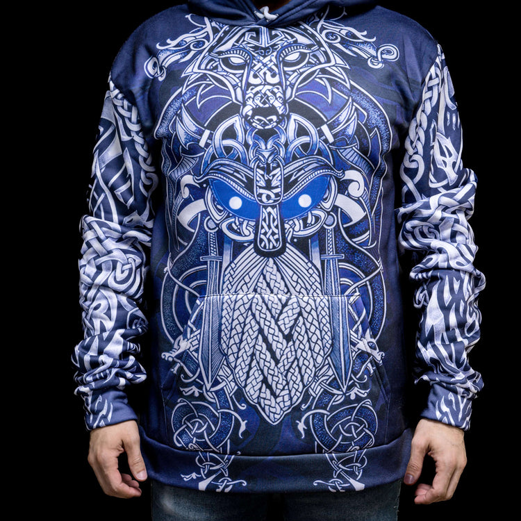 Viking Hoodie \"Fenrir and Odin - Duel of Fate\" Hoodie Viking Hoodie \"Fenrir and Odin - Duel of Fate\" Hoodie
