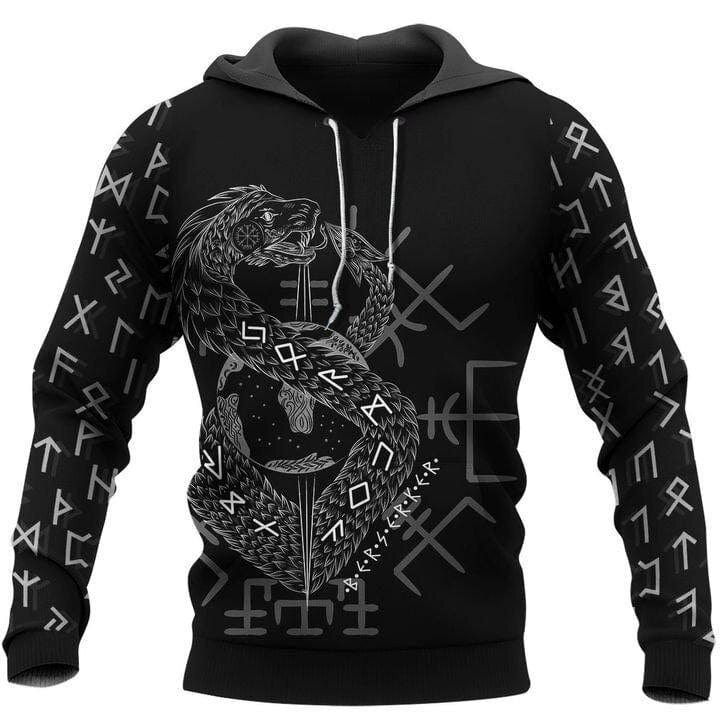 Viking Hoodie \"Infinity Ouroboros and Vegvisir Hoodie Viking Hoodie \"Infinity Ouroboros and Vegvisir Hoodie