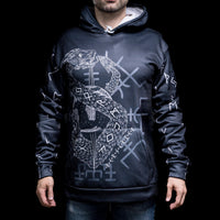 Viking Hoodie \"Infinity Ouroboros and Vegvisir Hoodie Viking Hoodie \"Infinity Ouroboros and Vegvisir Hoodie