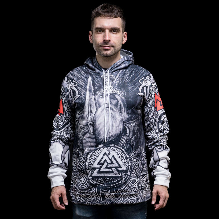 Viking Hoodie \"Hoodie Mjöllnir and Valknut Viking Hoodie \"Hoodie Mjöllnir and Valknut