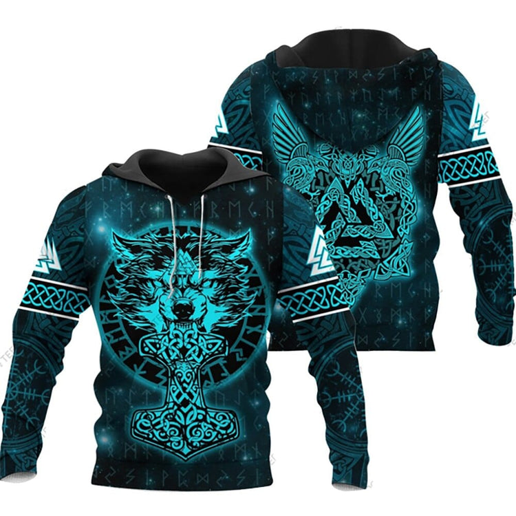 Viking Hoodie \"Hoodie Mjölnir du Loup\" (Wolf Hoodie) Viking Hoodie \"Hoodie Mjölnir du Loup\" (Wolf Hoodie)