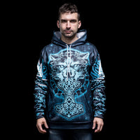 Viking Hoodie \"Hoodie Mjölnir du Loup\" (Wolf Hoodie) Viking Hoodie \"Hoodie Mjölnir du Loup\" (Wolf Hoodie)