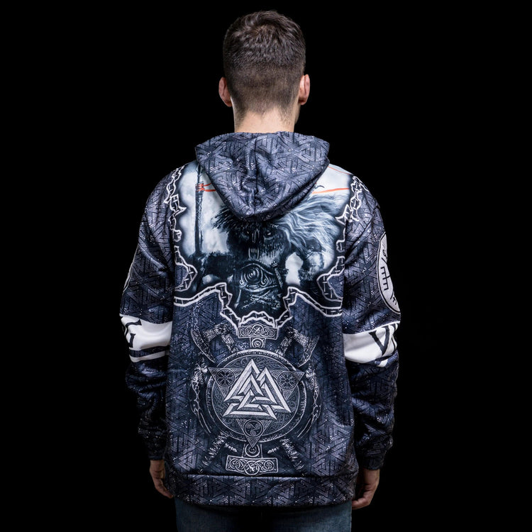 Hoodie Viking \"Hoodie Odin et Gungnir - Les Haches du Valknut\" (Odin and Gungnir Hoodie - The Axes of Valknut) Hoodie Viking \"Hoodie Odin et Gungnir - Les Haches du Valknut\" (Odin and Gungnir Hoodie - The Axes of Valknut)