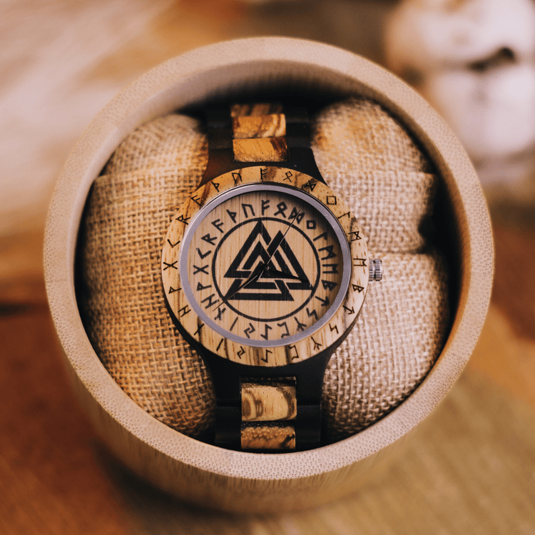 Valknut Wooden Watch - Odin's Hall Valknut Wooden Watch - Odin's Hall