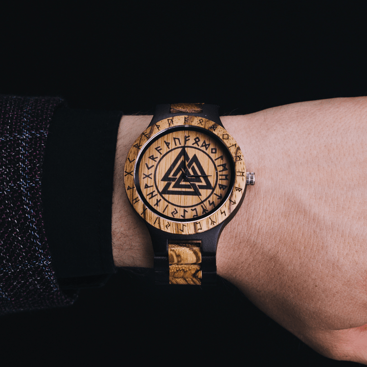 Valknut Wooden Watch - Odin's Hall Valknut Wooden Watch - Odin's Hall
