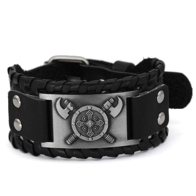 Leather Viking Shield Bracelet Leather Viking Shield Bracelet