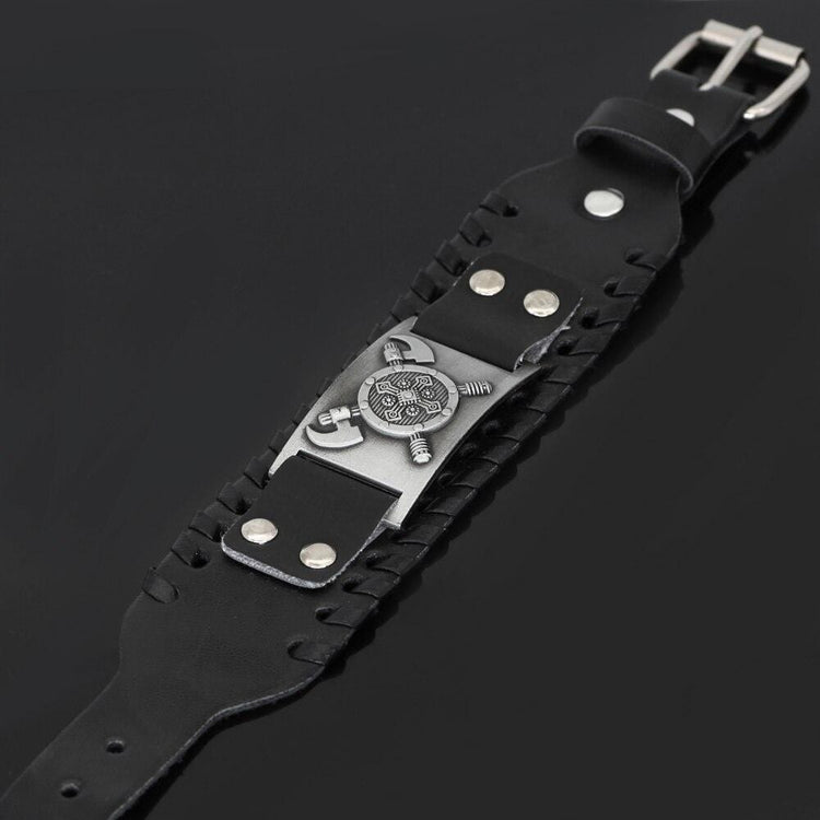 Leather Viking Shield Bracelet Leather Viking Shield Bracelet