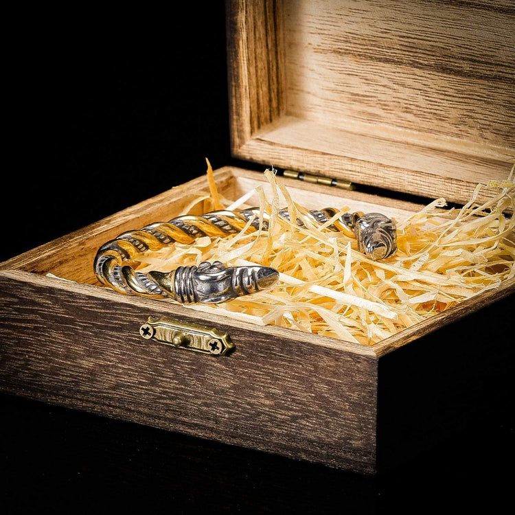 Viking Loyalty Bracelet - Odin's Crows Gold and Silver Viking Loyalty Bracelet - Odin's Crows Gold and Silver