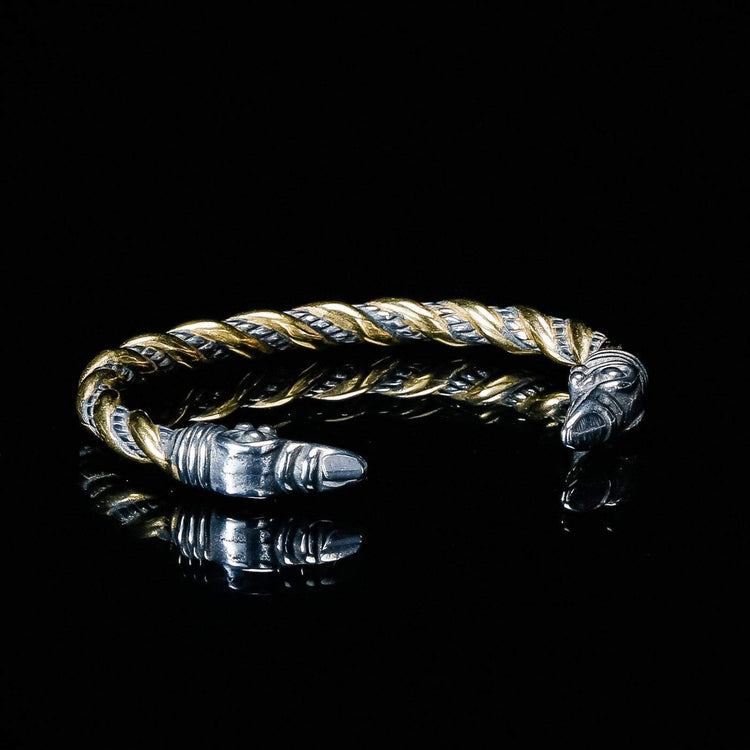 Viking Loyalty Bracelet - Odin's Crows Gold and Silver Viking Loyalty Bracelet - Odin's Crows Gold and Silver