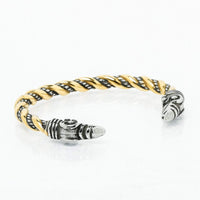 Viking Loyalty Bracelet - Odin's Crows Gold and Silver Viking Loyalty Bracelet - Odin's Crows Gold and Silver
