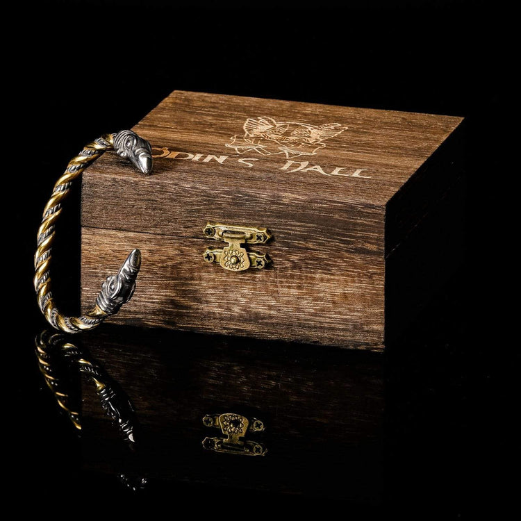 Viking Loyalty Bracelet - Odin's Crows Gold and Silver Viking Loyalty Bracelet - Odin's Crows Gold and Silver