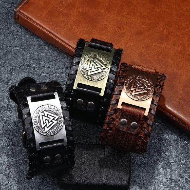 Adjustable Leather Strap - Valknut® Symbol Adjustable Leather Strap - Valknut® Symbol