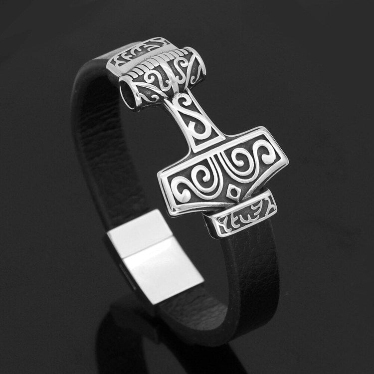Leather Bracelet Thor's Hammer - Mjolnir Leather Bracelet Thor's Hammer - Mjolnir