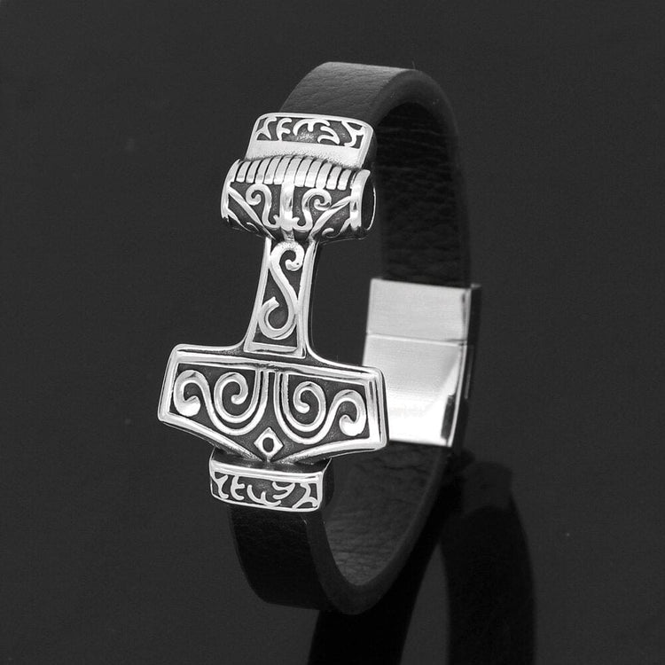 Leather Bracelet Thor's Hammer - Mjolnir Leather Bracelet Thor's Hammer - Mjolnir