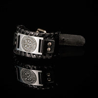 Leather Bracelet Black - Rune Viking Leather Bracelet Black - Rune Viking