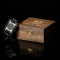 Leather Bracelet Black - Rune Viking Leather Bracelet Black - Rune Viking