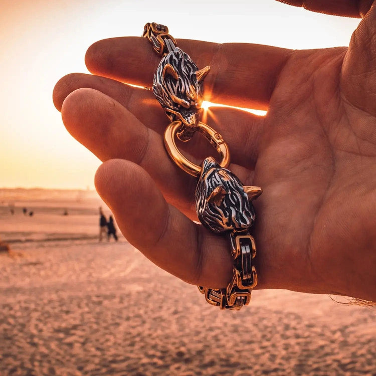 Giant Golden Wolf Bracelet - Fenrir Giant Golden Wolf Bracelet - Fenrir
