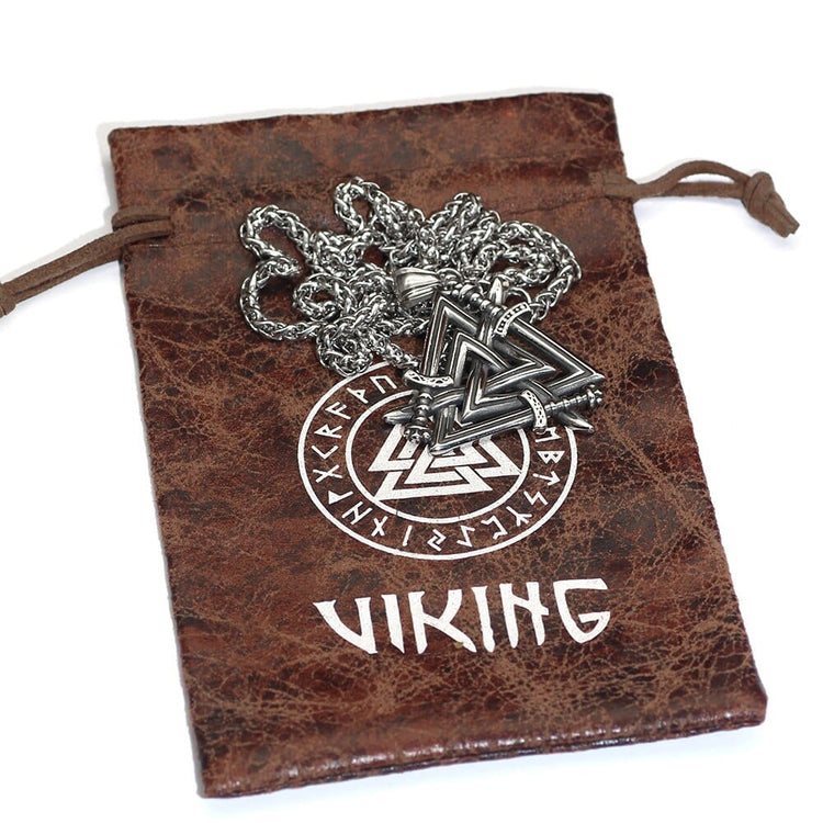 Necklace Swords of the Fallen Heroes - Valknut Necklace Swords of the Fallen Heroes - Valknut