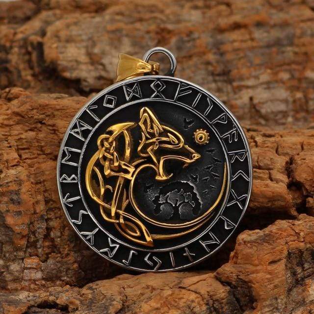 Giant Golden Wolf Necklace - Fenrir Giant Golden Wolf Necklace - Fenrir
