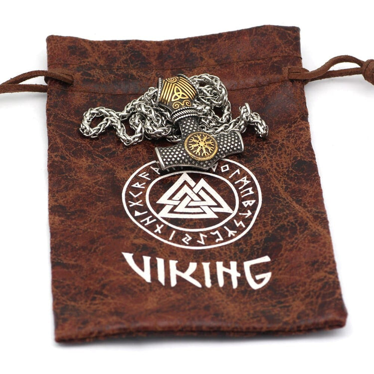 Thor's hammer necklace with terror helmet - Vegvisir Thor's hammer necklace with terror helmet - Vegvisir