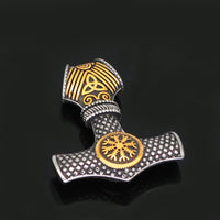 Thor's hammer necklace with terror helmet - Vegvisir Thor's hammer necklace with terror helmet - Vegvisir