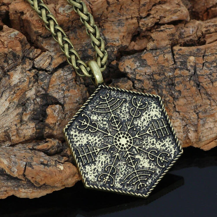 Necklace with carved spirit guide Vegvisir Necklace with carved spirit guide Vegvisir