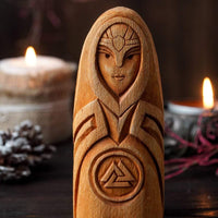 Wooden statue of Frigg Wooden statue of Frigg