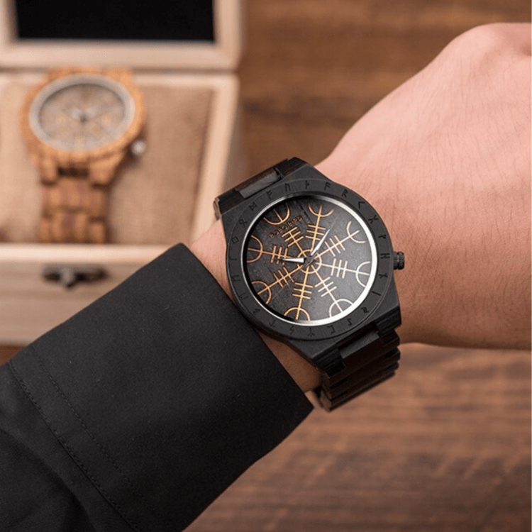 Aegishjalmur Dark Wood Watch - Odin's Hall Aegishjalmur Dark Wood Watch - Odin's Hall