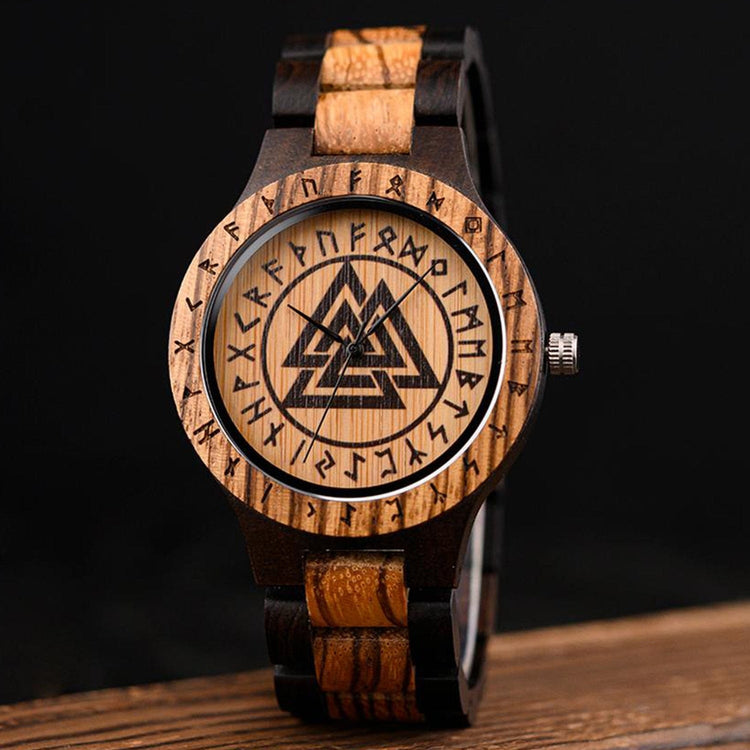 Valknut Wooden Watch - Odin's Hall Valknut Wooden Watch - Odin's Hall